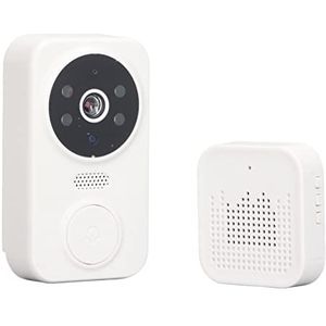 WiFi-videodeurbelcamera, Smart HD Draadloze Deurbelcamera met Bel, IR-nachtzicht, 2-weg Praten, Bewaking op Afstand, Video-opname en Foto, Wit