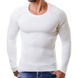 TANGLI Heren Crew Neck Jumper Winter Warm Gebreide Trui Casual Slim Heren Gebreide Trui Geribbelde Gestreepte Mouwen Europese en Amerikaanse Mannen Gebreide Trui Trui Gebreide Trui Grof Gebreide Ronde