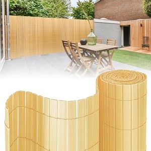 Izrielar PVC zichtweringmat met kabelbinders, inkijkbescherming, weerbestendig voor tuin, balkon en terras, 4-gewicht-versterking inkijkbescherming, uv-bestendig en waterdicht, 0,8 x 10 m, bamboe