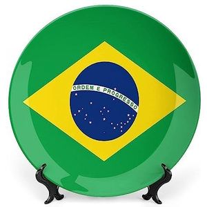 Braziliaanse Vlag Grappige Bone China Decoratieve Platen Craft met Display Stand Opknoping Wall Art Decor 7 inch