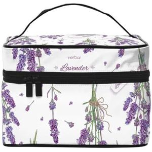Lavendel Op Vintage Kleurrijke Provence, Make-up Tas Cosmetische Tas Draagbare Reizen Toilettas Potlood Case, zoals afgebeeld, Eén maat