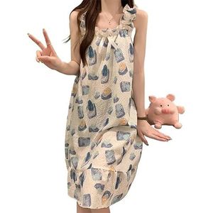 Nachthemd in neutrale tinten, veelzijdige loungewear for dames, mouwloos nachthemd, zachte stretch nachtkleding, ontspannende jurk for thuis, ademende pyjama for yoga, lezen, comfort for het hele seiz