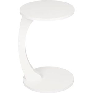 Luxora® Bijzettafel C-vorm met wieltjes, ronde salontafel in wit, kleine zijtafel, te gebruiken als salontafel, telefoontafel, bedtafel, laptoptafel en koffietafel (wit)