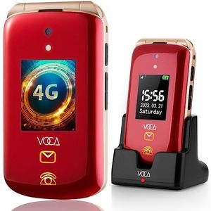 VOCA V543 - Mobiele Telefoon - Rood - Dubbel Scherm - 4G - Voor Ouderen