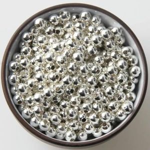 Sieraden bevindingen Diy metalen kralen goud kleur/rhodium/brons toon gladde bal spacer kralen voor sieraden maken 2/2.5/3/4/5/6/8/10mm-zilver kleur-2mm 2000 stuks