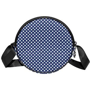 Messenger Bag Nautische Polka Dots Blauwe Crossbody Tas voor Vrouwen Rond, Meerkleurig, 6.7x6.7x2.3 in, Sling Rugzakken