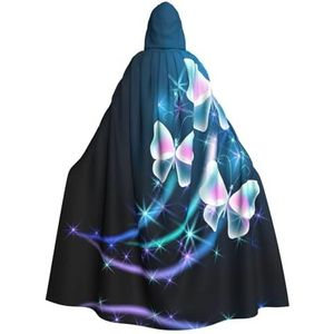 Womens Mens volledige lengte carnaval cape met capuchon cosplay kostuums mantel, 185 cm mooie vlinder 2