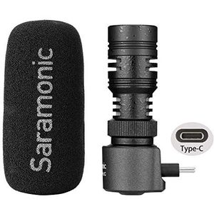 Saramonic Android Cellphone Type-C microfoon shotgun met 3,5 mm monitor vlog, cardioid shotgun microfoon (USB-C)