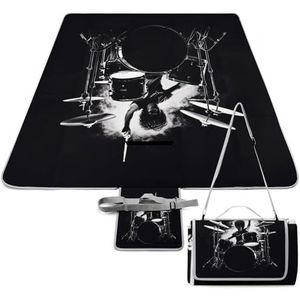 JKLQWH Picknickmat stranddeken, drummer bedrukte picknickdekens waterdicht opvouwbaar extra groot, vierkante picknickmat, voor wandelen, reizen, buiten kamperen, parken