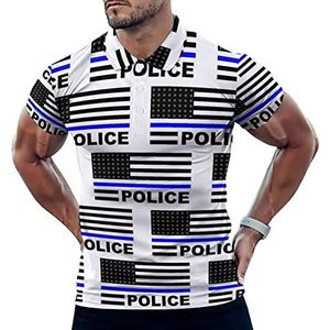 US Police Blueline Zwarte Vlag Grappige Mannen Polo Shirt Korte Mouw T-shirts Klassieke Tops Voor Golf Tennis Workout