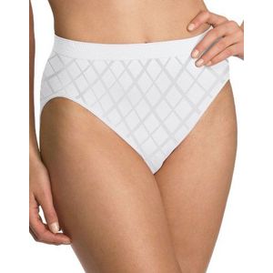 Bali Dames Set van 6 Comfort Revolution Microfiber Naadloze Hi Cut Panty Ondergoed Onderbroeken 10/11, witte diamant, 10-11