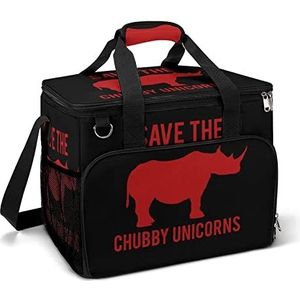 Save The Chubby Unicorns Grappige Koeltas Opvouwbare Draagbare Geïsoleerde Zakken Lunch Tote Tas met Meerdere Zakken voor Strand, Picknick, Camping, Werk