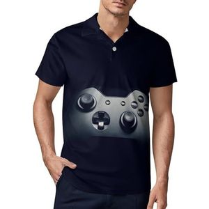 Nette Gamepad op zwart heren golfpoloshirt Slim-fit T-shirts korte mouw casual print tops L