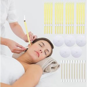 16 stuks bijenwas oorkaarsen, natuurlijke oorkaarsen voor reiniging, niet-giftig, cilindrisch, met veiligheidsfilter, beschermschijven en wattenstaafjes