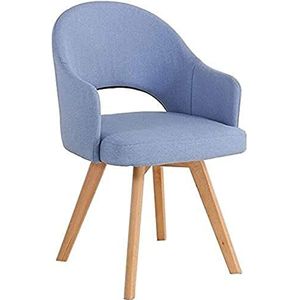 GEIRONV Moderne stoffen eetkamerstoel, for woonkamer slaapkamer keukenstoelen met houten poten gestoffeerde stoel Accent vrijetijdsstoelen Eetstoelen (Color : Lake blue, Size : 48x46x78cm)