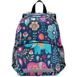 KAAVIYO Cartoon Doodle Art Olifant Peuter Peuter Rugzak Boekentas Mini Schoudertas Schooltas Voor Pre-K 3-7 Jaar Reizen Jongens Meisjes, Patroon, 10.9×5.9×12.9in