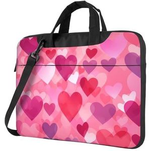 Roze Liefde Vorm Laptop Tas Voor Vrouwen Mannen 15.6 inch Computer Sleeve Zakelijke Reizen Aktetas Messenger Bag, Zwart, 15.6 inch