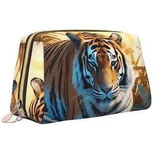 VTCTOASY Afrikaanse wilde dieren tijger print make-up tas draagbare veelzijdige toilettas grote capaciteit cosmetische tas voor vrouwen, wit, één maat, Wit, Eén maat