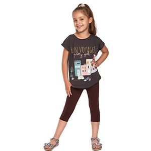 SOFTSAIL Meisjesleggings, driekwartlengte, eenvoudige broek voor kinderen, stretchkatoen, slank, ademend, casual, ultrazacht, 1-13 jaar, school, spelen, dansen, kleuren, CH34, bruin, 11-12 Jaar