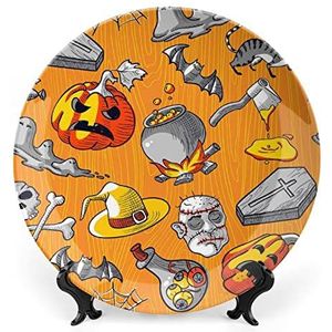 Gelukkig Halloween Grappig Bone China Decoratieve Platen Craft met Display Stand Opknoping Wall Art Decor 6 inch