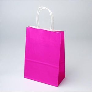Geschenkzakken multifunctionele zachte kleur papieren zak met handgrepen festival geschenkzak boodschappentassen kraftpapier verpakkingszak geschenkdoos (kleur: roos, maat: 21 x 27 x 11 cm)