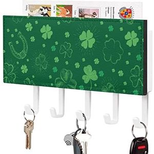 St. Patrick's Day Hoefijzerklaver sleutelhouder voor muur met 5 haken brief kapstok woondecoratie keuken slaapkamer kantoor