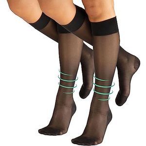 CALZITALY Set 1/2 compressiekousen met gegradueerde compressie, sterk, 18-22 mm/Hg, zwart, beige, S/M, L/XL, 140 denier, Made in Italy, 2 paar - zwart, S/M