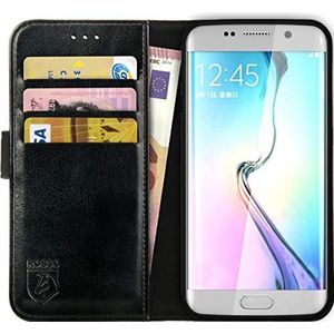 Rosso Element Book Case Wallet Hoesje Geschikt voor voor Samsung Galaxy S6 Edge | Portemonnee | 3 Pasjes | Magneetsluiting | Stand Functie | Zwart