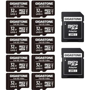 Gigastone 32GB 10-pack micro SD geheugenkaart, SDHC UHS-I U1, klasse 10, 90/20 MB/s lees- en schrijfsnelheid, geschikt voor Nintendo Switch, GoPro GoPro action cam, Compactcamera’s, DJI drone, micro sd card