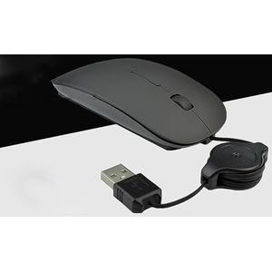 Notebook computer telescopische bedrade muis mute USB optische muis office games (zwart)