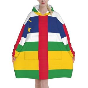 Oversized Centraal-Afrikaanse Vlag Hoodies Vrouwen Uk Pluizige Deken Hoodie Sherpa Vrouwen Fleece Draagbare Deken Mannen
