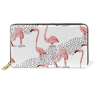 Vogel Flamingo Lake Aquarel Portemonnee Echt Lederen Portemonnee Creditcardhouder voor Vrouwen Telefoon Meisje, Patroon, M