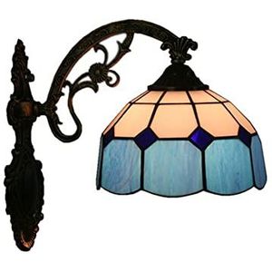Vintage Mediterrane Wandlamp Indoor Rustiek Gebrandschilderd Glas Lampenkap Wandlamp Country Style Tiffany Wall Spotlight Bedside Lamp E27, Voor Eetkamer Woonkamer Loft Studeren