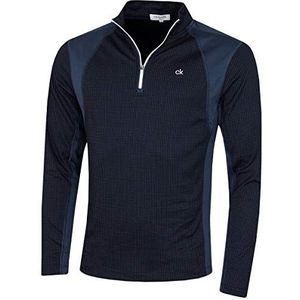 Calvin Klein Heren Micro Grid CK trui met 1/2 rits - Marine/Wit - M