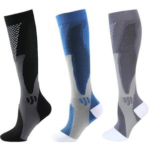 FANGCCC 4 paar orthopedische compressiesokken, Orthoback sokken, compressiekousen, voetcompressie-enkelsteun, neuropathische, zwart, blauw en grijs, Small-Medium