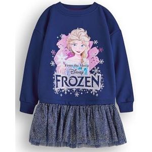 Disney Frozen meisjes trui jurk | Kinderen Prinses Elsa Sweatshirt met sprankelende tule rok in Navy |Merchandise Cadeau Kinderen