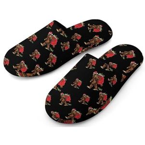 Santa Bigfoot Kerstpantoffels met volledige print, warme anti-slip rubberen zool voor binnen hotel 40-41 (9-10)