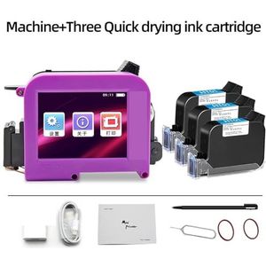 Mini draagbare handheld etikettenprinter Productiedatum QR-code Flessendop Verpakking Niet-vervagende codeermachine,Soepele werking(Printer-3 Ink)
