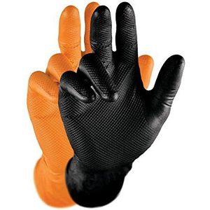 GRIPPAZ Nitril Handscuhe (50 stuks) latexvrije werkhandschoenen, extreem robuust en scheurvast, oranje, S