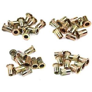 Schroefdraad-inzetmoeren, RVS platkop klinkmoeren, verpakking van 200 M3-M6, veelkleurig(Gold,M3-M6 200pcs)