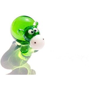 Nijlpaard fluisterpaard mini groen figuur van glas - glazen figuur groen nijlpaard - miniatuur zetkast deco vitrine