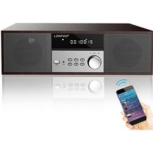 Home Micro HiFi Stereo-installatie, compact, met cd-speler, bluetooth, FM-radio, USB, AUX-in, led-display en grote knop, afstandsbediening
