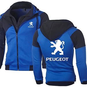 Heren Hoodie P-Eugeot Rits Hooded Sweatshirt Lente Herfst Plus Fluwelen Jas Sport Casual Vest Sportkleding, Blauw, XXL