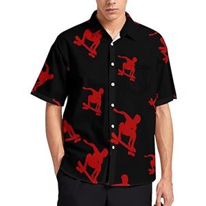 Skateboard Skater Hawaiiaans shirt voor mannen zomer strand casual korte mouw button down shirts met zak