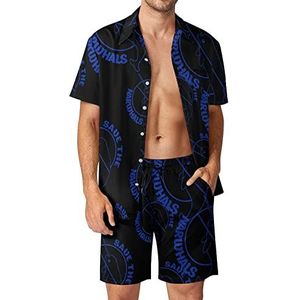 Save The Narwals Eenhoorn Hawaiiaanse sets voor mannen Button Down Korte Mouw Trainingspak Strand Outfits S