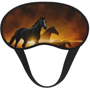 WSHFFILO Running Black Horses Printed Blackout Sleep Mask Travel Eye Mask