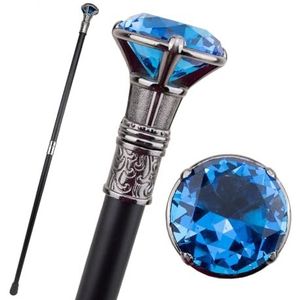 Zilveren Wandelstok Met Diamantvorm, Modieuze Decoratieve Wandelstok Elegante Cosplay Met Knop en Staf 36 Inch(Silver blue)