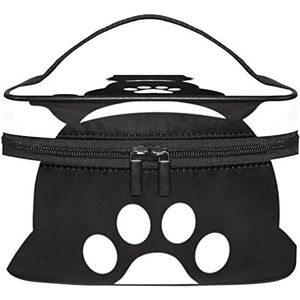 Make-up Organizer Bag, Reizen Make-up Tas Organizer Case Draagbare Cosmetische Tas voor Vrouwen en Meisjes Toiletries Witte Kat Poot Zwarte Schaduw, Meerkleurig, 22.5x15x13.8cm/8.9x5.9x5.4in