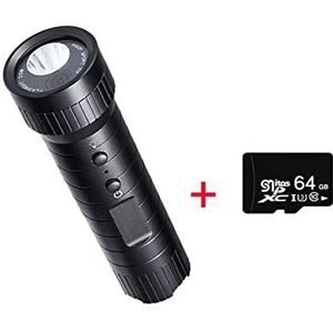 Actiecamera, DV3000 Actie Camera HD 1080P Motorfiets Fietshelm Waterdichte Camera Sport DV Zaklamp Video Dash Cam for Auto fiets(Camera Add 64G)