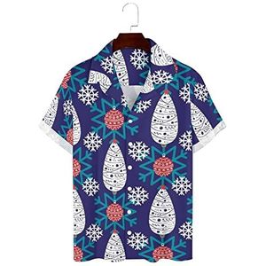 Winter Snowflake Hawaiiaanse shirts voor heren, korte mouwen, Guayabera-shirt, casual strandshirt, zomershirts, L